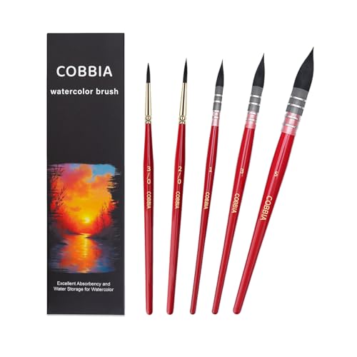 Professional Synthetic Squirrel Hair Water Color Brushes, Mop Round Fine Tip Detail Paint Brush Set for Artists, Watercolor and Gouache Painting, 5 Pcs Se - size: 5 Pcs (Large)