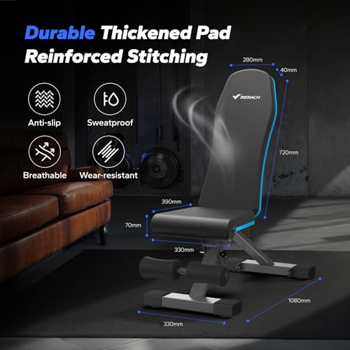 MERACH Weight Bench, Foldable Weight Benches for Home Gym with 990 LBS, Adjustable Weight Bench with 72 Training Angles, Incline Bench Press for Full Body
