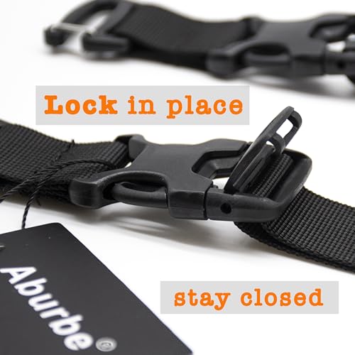 33” Long Tactical Backpack Straps with Quick Release Buckle, Heavy Duty Adjustable Attachment Straps, Tightening & Add On Belt for Sleeping Bag, Tent, for Hiking, Cycling – 2 Pack Black