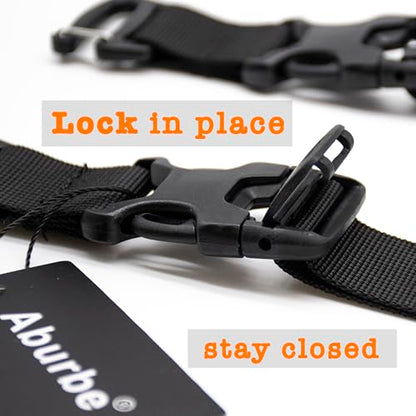 33” Long Tactical Backpack Straps with Quick Release Buckle, Heavy Duty Adjustable Attachment Straps, Tightening & Add On Belt for Sleeping Bag, Tent, for Hiking, Cycling – 2 Pack Black
