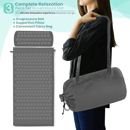 Sivan Acupressure Mat & Pillow Set for Back & Neck (Large, Gray/Gray) - color: Gray/Gray, size: Large