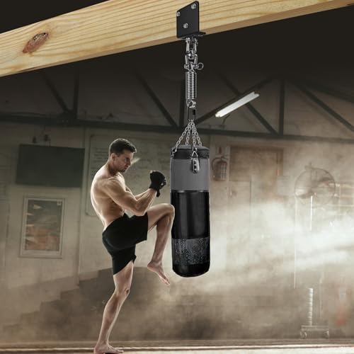 BeneLabel Heavy Bag Hanger for Punching Bag Beam Mount Hardware 360° Rotation Boxing Bag Ceiling Mount I-Beam Hanger for Hanging Heavy Punching Bags Wall Hangers - color: Beam Hanger with Spring