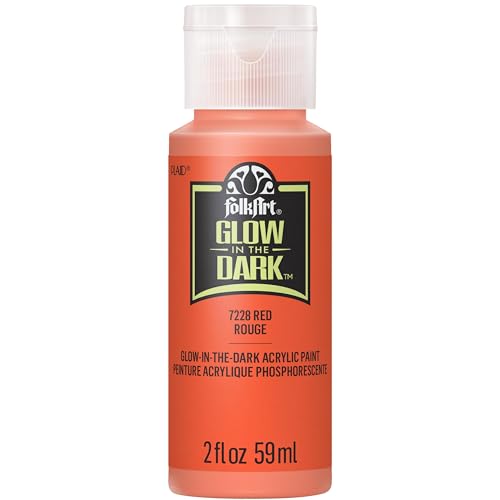 FolkArt Glow-in-the-Dark Acrylic Paint, 2 oz., Red - color: Red, size: 2 Fl Oz (Pack of 1)