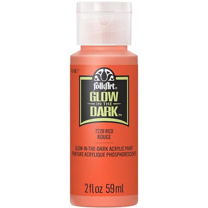 FolkArt Glow-in-the-Dark Acrylic Paint, 2 oz., Red - color: Red, size: 2 Fl Oz (Pack of 1)