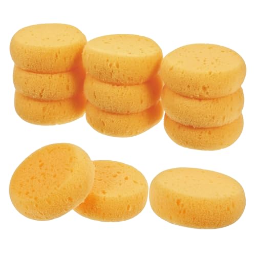 6 Pcs Pottery Sponges, 2.75 inch Yellow Round Sponges for Clay Art, Painting & Crafts, Tack Cleaning Sponges for Household & Leather Care - size: 6pcs
