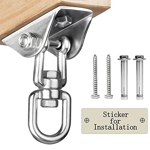 Heavy Duty Swing Hangers for Wooden Sets 2000 LB Capacity Hammock Hanger 360 Swivel Stainless Steel Swing Hardware Accessories 2 Packs for Porch Playground Yoga Heavy Bag - color: Silver, size: 1 Pack