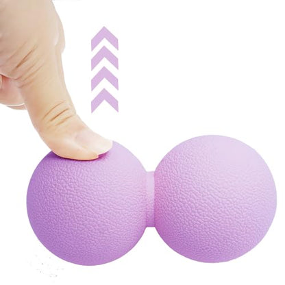 Double Lacrosse & Micro-Elastic Peanut Massage Ball - Myofascial Release Tool for Muscle, Back, Foot, and Physical Therapy, Mobility Roller for Acupressure and Relaxation (Purple) - color: Purple