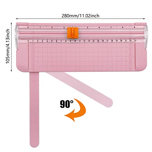 Paper Cutter, A4 Paper Trimmer with Security Safeguard & Side Ruler Portable Straight Edge Cutter for Scrapbooking Craft Paper, Photos, Label, Cardstock (Pink) - color: Pink
