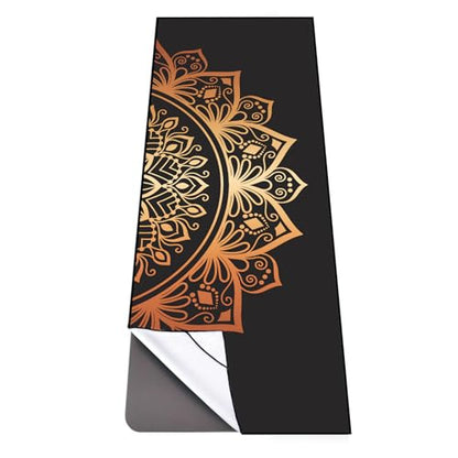 QiyI Hot Yoga Towel with Grip Dots, Non Slip, 70"x26", Golden Mandala - color: Luxury Golden Mandala, size: 70"x26"