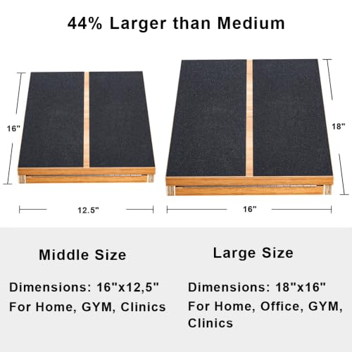 StrongTek Wooden Slant Board, Extra-Large 16 x 18 in, 5 Adjustable Angles | Standard and XL Sizes, Full or Partial Non-Slip Surfaces, Side Carry Handle, Calf and Ankle Stretching, Squats and Rehab - style: Extra-Large