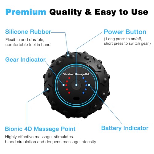 Upgraded 5-Speed Vibrating Massage Ball, Rechargable Peanut Massage Ball for Fitness, Training, Therapy and Relaxation - color: Black (Double Peanut)
