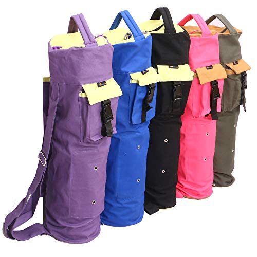 KD Yoga Mat Bag, Extra Large Cotton Canvas Tote, Adjustable Strap - M Green