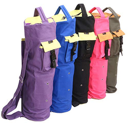 KD Yoga Mat Bag, Extra Large Cotton Canvas Tote, Adjustable Strap - M Green