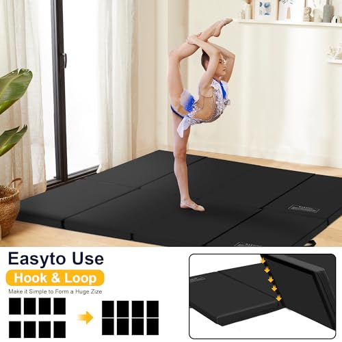 Polar Aurora 3'x6'x2 Thick Folding Gymnastics Exercise Mat Aerobics Stretching Yoga Mats - color: Black