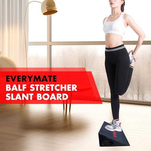EVERYMATE Slant Board Calf Stretcher, Non-Slip Heel Elevated Squat Wedge Block for Weightlifting and Calf Stretching, Knees Over Toes Equipment 1000LB - color: Slant Board-BLACK