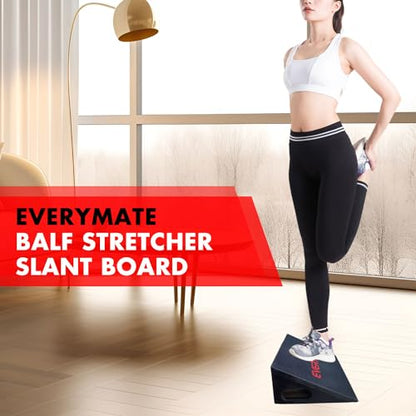 EVERYMATE Slant Board Calf Stretcher, Non-Slip Heel Elevated Squat Wedge Block for Weightlifting and Calf Stretching, Knees Over Toes Equipment 1000LB - color: Slant Board-BLACK