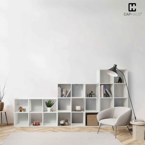 CAPHAUS Sturdy Room 11-Inch Cube Storage Organizer Shelf, with Thick Exterior Edge, Storage Shelf Divider w/Back, Bookcase, 8-Cube, White - color: White, size: 8 Cube