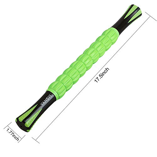 YANSYI Professional 9-Roller Deep Tissue Massage Stick - Portable Muscle Recovery Roller for Athletes, Relieves Post-Workout Soreness & Leg/Back Pain - Portable Physio Tool (Green) - color: Green