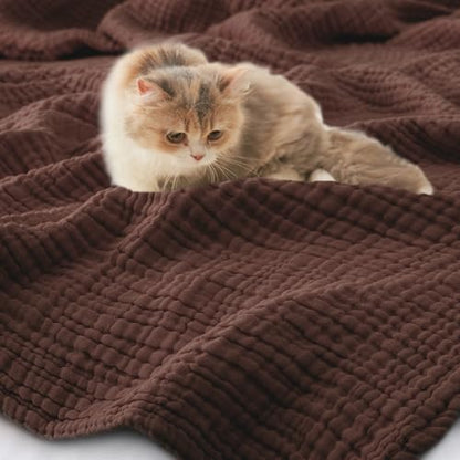 Carriediosa 100% Cotton Muslin Throw Blanket 108x 90 Summer Gauze for Adult - color: Dark Brown, size: King