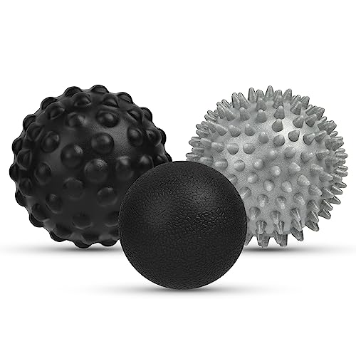URAQT Spiky Massage Ball, 3 Pack Hard Spiky Massage Ball Roller Set, Professional Physical Therapy Massage Balls for Myofascial Release, Trigger Point Deep Tissue Massage, Plantar Fasciitis Recovery - color: 3pcs-b