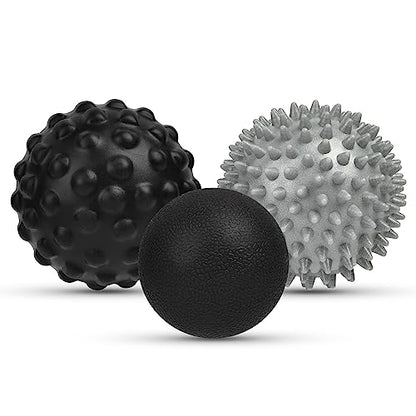 URAQT Spiky Massage Ball, 3 Pack Hard Spiky Massage Ball Roller Set, Professional Physical Therapy Massage Balls for Myofascial Release, Trigger Point Deep Tissue Massage, Plantar Fasciitis Recovery - color: 3pcs-b