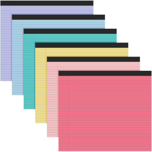 Lincia 6 Pcs Legal Pads Landscape Notebook, Macaron Colors | 11" x 9.5" College Ruled Notepad,Horizontal Lined Notebook, 40 Sheet, 80 Gsm, Assorted Colors Paper, Pastel Writing Pad - color: Macaron Colors