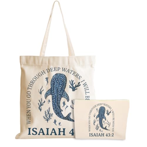 Whale Shark Makeup Bag Canvas Tote Bag Gifts for Women Friend Birthday Beach Shopping Appreciation Christmas - color: Isaiah 385