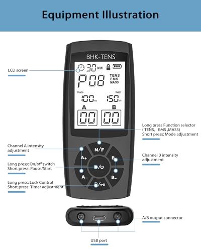 TENS Unit Muscle Stimulator for Pain Relief Therapy, 22 Modes EMS TENS Machine, Electronic Muscle Relaxer for Shoulder Pain Relief, Back Pain, Shoulder Neck Pain Relief - color: Black