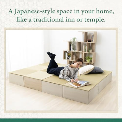 BJDesign Square Tatami 벤치 플랫폼, 이구사 러쉬 그래스 탑, 내추럴 2세트