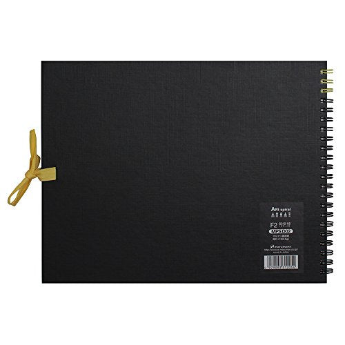 Maruman Art Spiral Sketch Book, F2, 7.76" x 10.24", 24 Sheets, Black | Drawing Pad With Acid-Free Art Paper & Twin-Wire Binding, Premium Drawing Paper Sketchbook, Sketch Pad Made in Japan - color: Black, size: F2 (7.76" x 10.24")