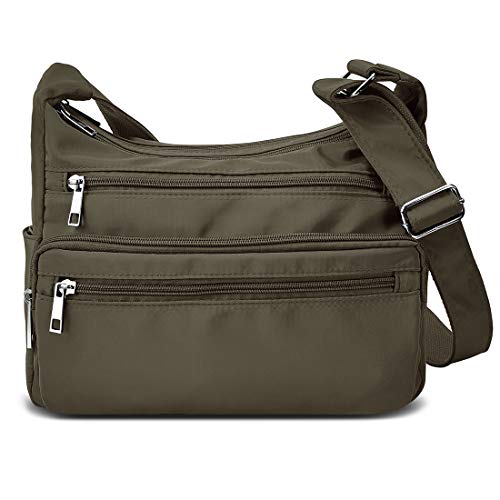 VOLGANIK ROCK RFID Purses for Women Fabric Nylon Multi Pocket Crossbody Bag Ladies Travel Handbag - color: Army Green, size: Standard