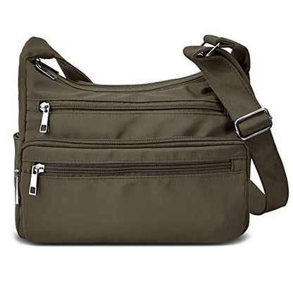 VOLGANIK ROCK RFID Purses for Women Fabric Nylon Multi Pocket Crossbody Bag Ladies Travel Handbag - color: Army Green, size: Standard