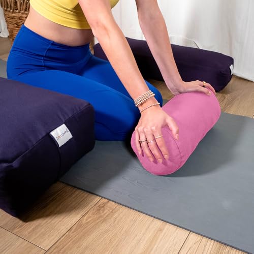 Pranayama Yoga Bolster Meditation Pillow - color: Pink, size: Cylindrical 14" x 6"