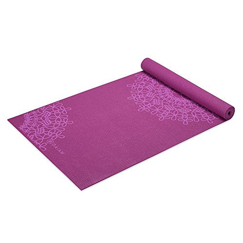 Gaiam Yoga Mat Classic Print, 4mm Non-Slip Mat | Lightweight 4mm print yoga mat with non-slip grip. Ideal for yoga, Pilates & floor workouts at home or studio. - color: Purple Medallion