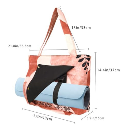 Yoga Mat Bag Yoga Bags and Carriers Fits All Your Stuff Yoga Tote Bag with Zipper Pocket Yoga Mat Carrier Pilates Bag Take in Out Mat Easily - color: Good Morning Sunshine
