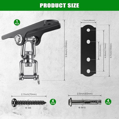 360° Swivel Swing Hanger Swing Ceiling Mount with Removable Hooks Hanging Chairs Hanger 1000 LBS Capacity Heavy Bag Hanger Swingset Hardware for Hammock Chair, Porch Swings, Aerial Silks, Tire Swing - color: 360° Swivel Hanger - Detachable Hooks ( 1 Pack