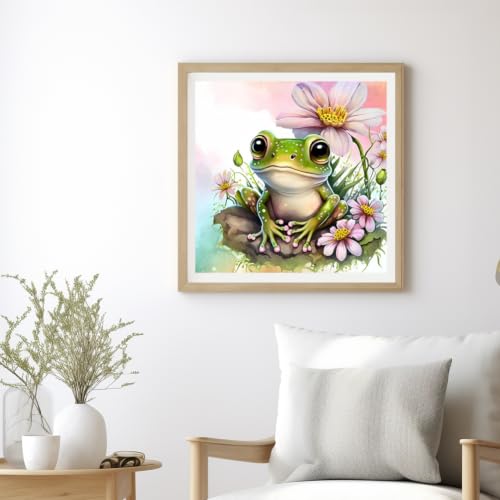 SJUTOUCI Frog Diamond Art Kit for Adults, Diamond Painting Frog | Animal Gem Art, Bead Art, Diamond Dots Craft, Round Full Drill, Home Decor, DIY Gift, 12x12 inch - color: Frog 1