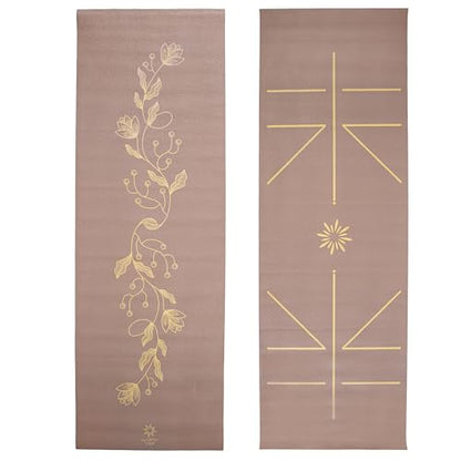 Ascend 요가 매트 - 프리미엄 6mm 두께, 182.9cm x 61cm(72인치 x 24인치), 단색 또는 양면 프린트, 미끄럼 방지, 찢어짐 방지, 필라테스, 집, 스튜디오, 피트니스, 체육관, 훈련, 바닥 스트레칭용 운동 매트 - color: 골든 모카 - 프린트