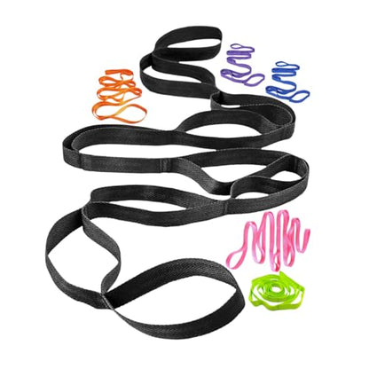 Yoga Strap Stretching Strap 10 Loops Non-Elastic Exercise Strap for Pilates, Dance Exercise Training Multi-Loop Stretching Band - color: Black