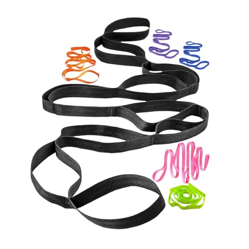 Yoga Strap Stretching Strap 10 Loops Non-Elastic Exercise Strap for Pilates, Dance Exercise Training Multi-Loop Stretching Band - color: Black