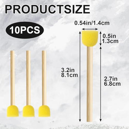 10pcs Round Sponges Brush Set, Wooden Handle Sponges Paintbrushes, Sponge Painting Staining Tool for Wallpaper Windows Clay Models DIY Arts Crafts Projects-Yellow