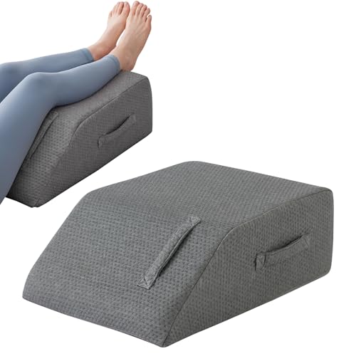 MEGCXIT Leg Pillow Elevation Blood Circulation, Leg Wedge for Elevation for Swelling, Leg Elevating Pillow for After Surgery, Memory Foam Foot Knee Pillow for Back Sleeping 23.6×16.8×8 Inch Dark Grey - color: Dark Grey, size: 23.6*16.8*8 Inch