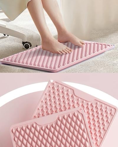 Acupressure Foot Massage Mat Dual-Sided Silicone Reflexology Pad for Plantar Fasciitis, Heel Pain & Fatigue Washable – Connectable Relief Pad for Standing Desk, Home, Office – Pink (M)