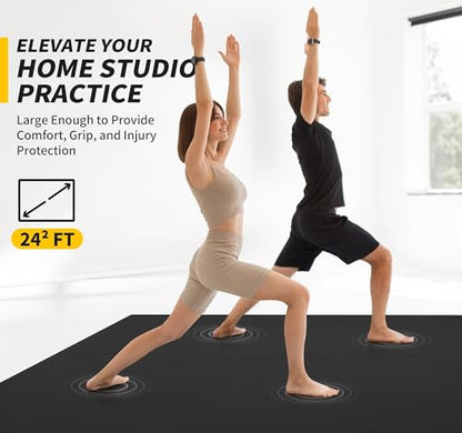 CAMBIVO Extra Long Wide Yoga Mat, Thick PVC Workout Mat | For tall and plus-size, cushioned PVC with non-slip bottom, for home gym pilates barefoot and bodyweight training - size: 72" x 48" x 8mm
