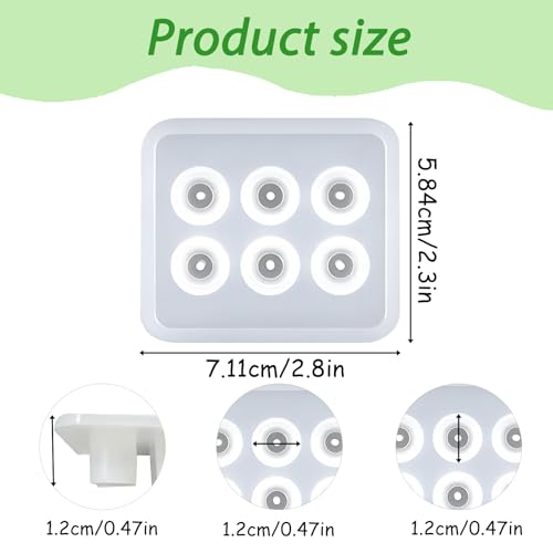 Silicone Jewelry with Hole Molds, 6 Cavity Ellipse Beads, for Jewelry, Polymer Clay, Soap Making, Cabochon Gemstone DIY Crafting Projects - color: White(LJ-117)