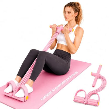 8-Tube Pedal Resistance Band, Sit Up Pull Rope for Home - color: Pink
