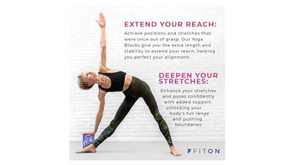 FitOn Yoga Blocks for Stability & Stretch, EVA Foam Exercise Blocks, 2 Pack