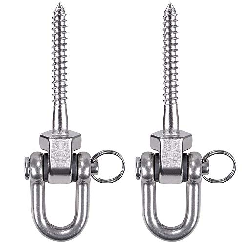 BeneLabel Set of 2 Permanent Antirust Stainless Steel 304 Screw Bracket Heavy Duty Swing Hanger 1800LB Capacity, Indoor Outdoor Playground Yoga Hammock Chair, Hardware Swing Sets