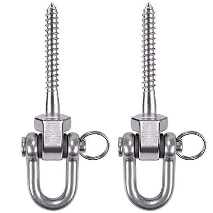 BeneLabel Set of 2 Permanent Antirust Stainless Steel 304 Screw Bracket Heavy Duty Swing Hanger 1800LB Capacity, Indoor Outdoor Playground Yoga Hammock Chair, Hardware Swing Sets