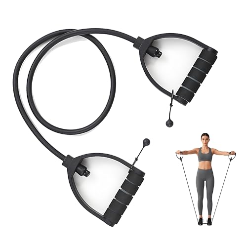 Resistance Bands with Handles, Adjustable Length Exercise Bands for Home Workouts & Physical Therapy, Strap for Arms, Legs & Full Body Fitness - color: Black